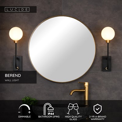 Lucide BEREND - Wall light Bathroom - 1xG9 - IP44 - Black